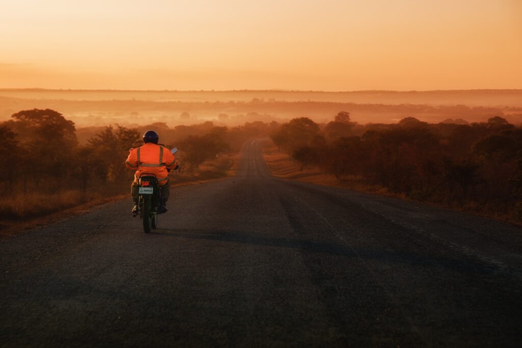Person on motorcycle